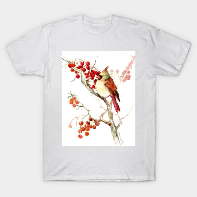 Cardinal And Berries T-Shirt by surenart